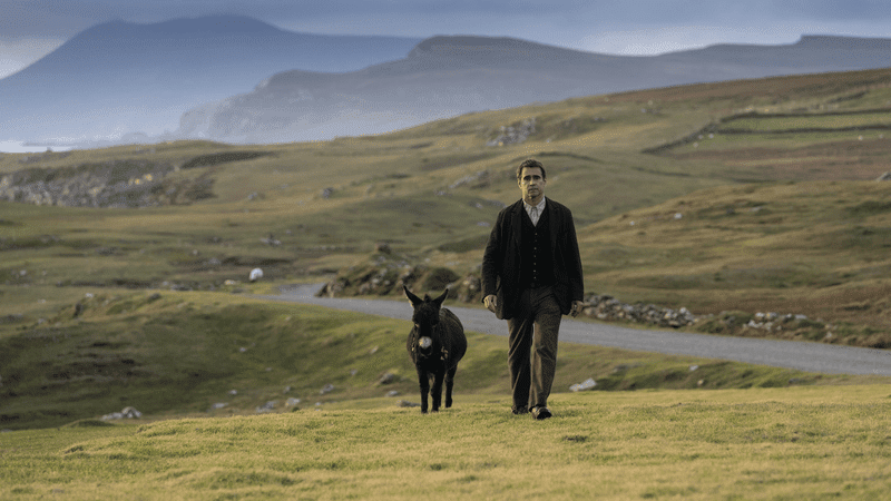 Pádraic walking across the moors with a donkey