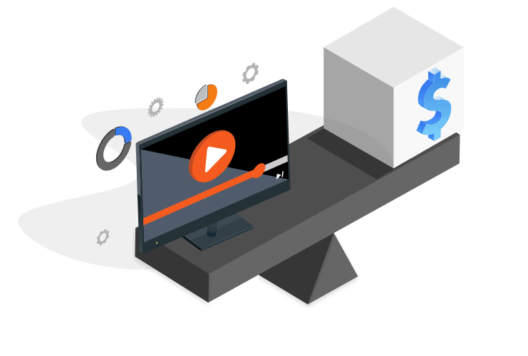 graphic of a TV and a dollar sign on a scale