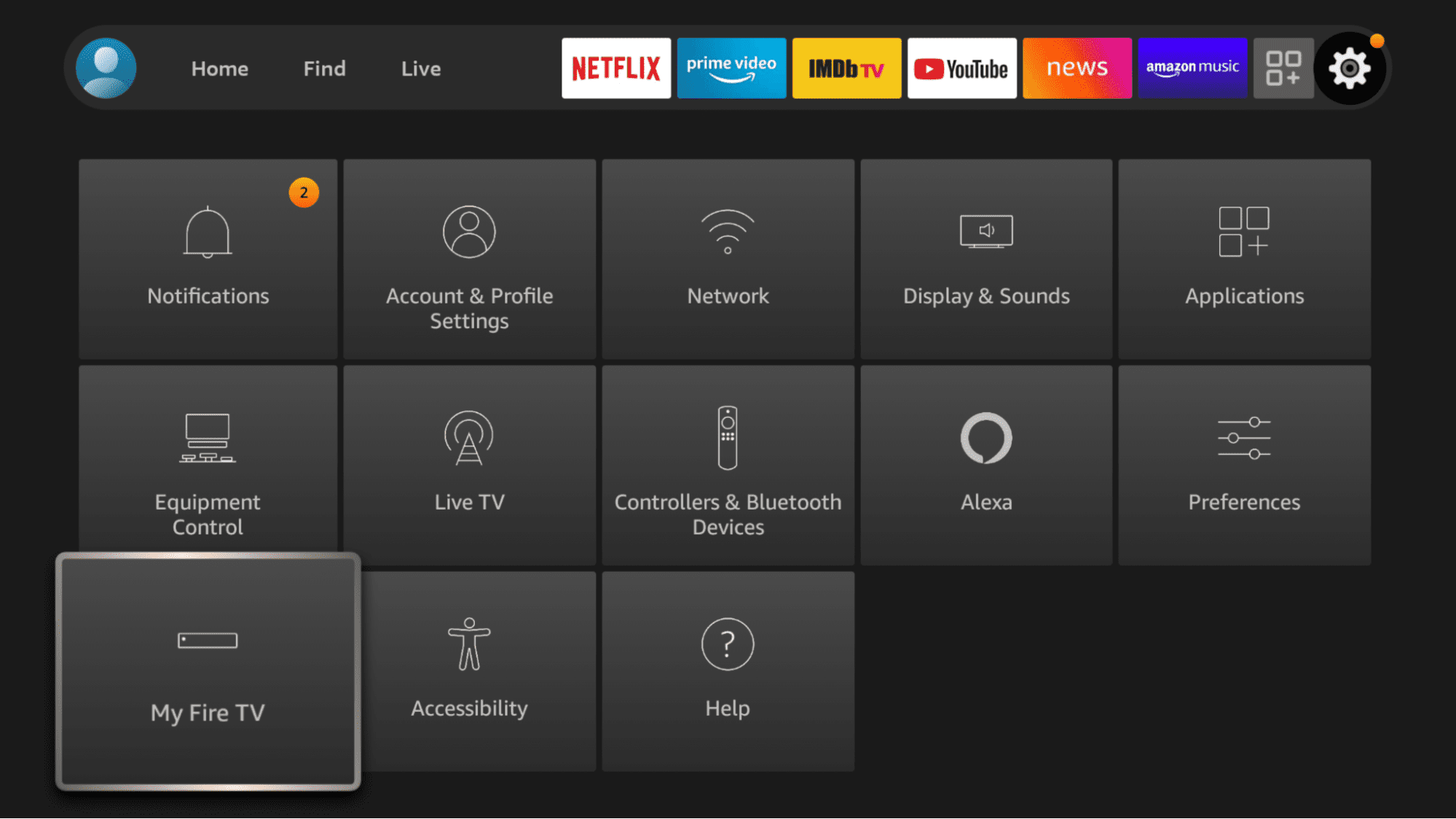 Navigate to My Fire TV