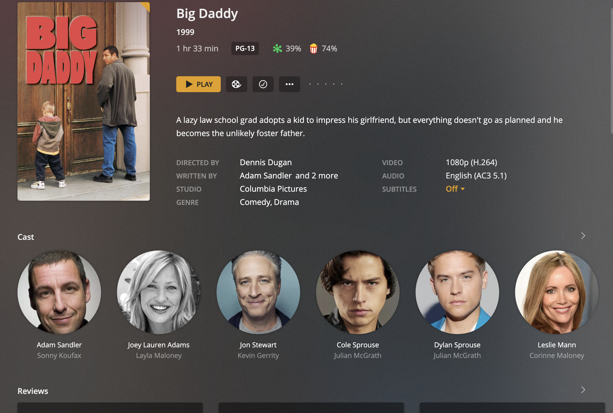 Image of Plex movie info screen