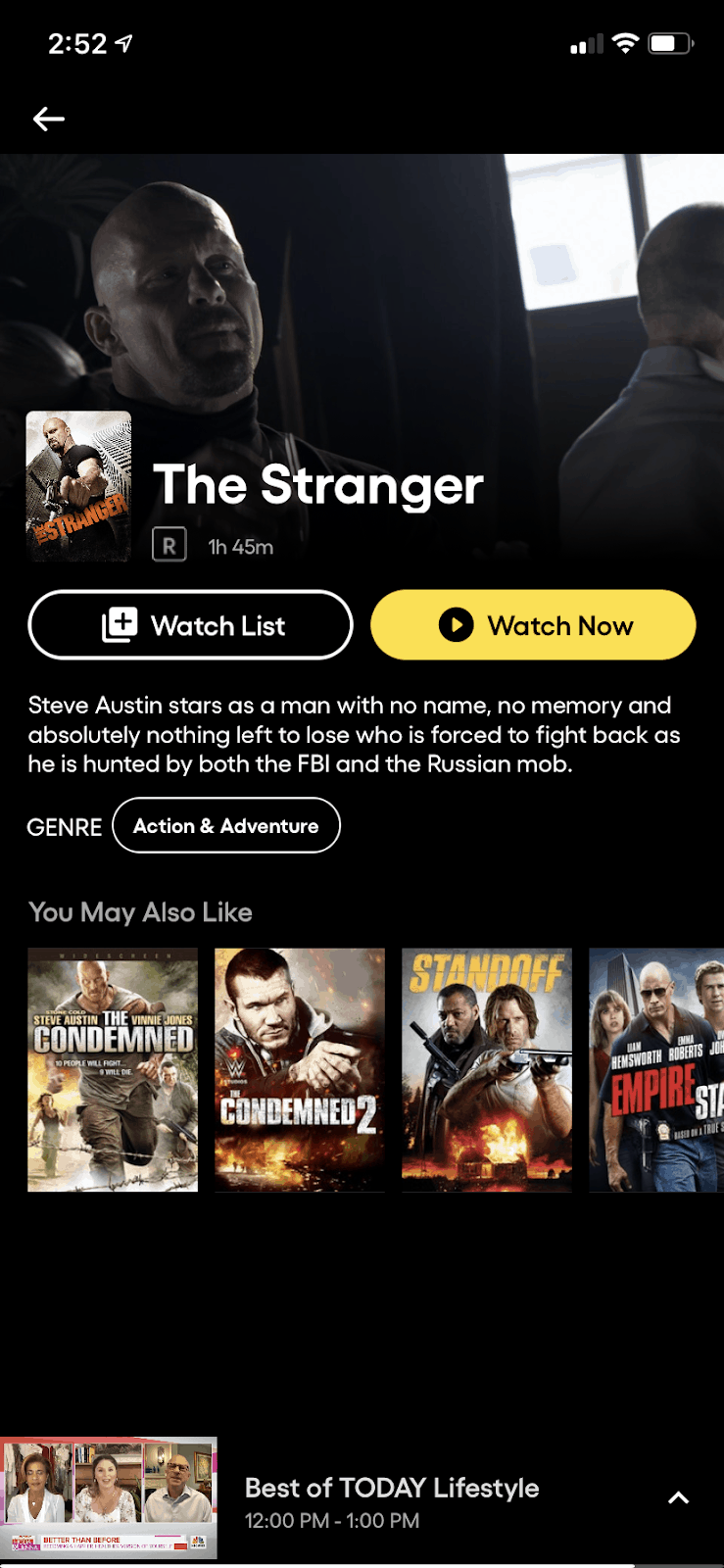 Pluto TV running on iOS